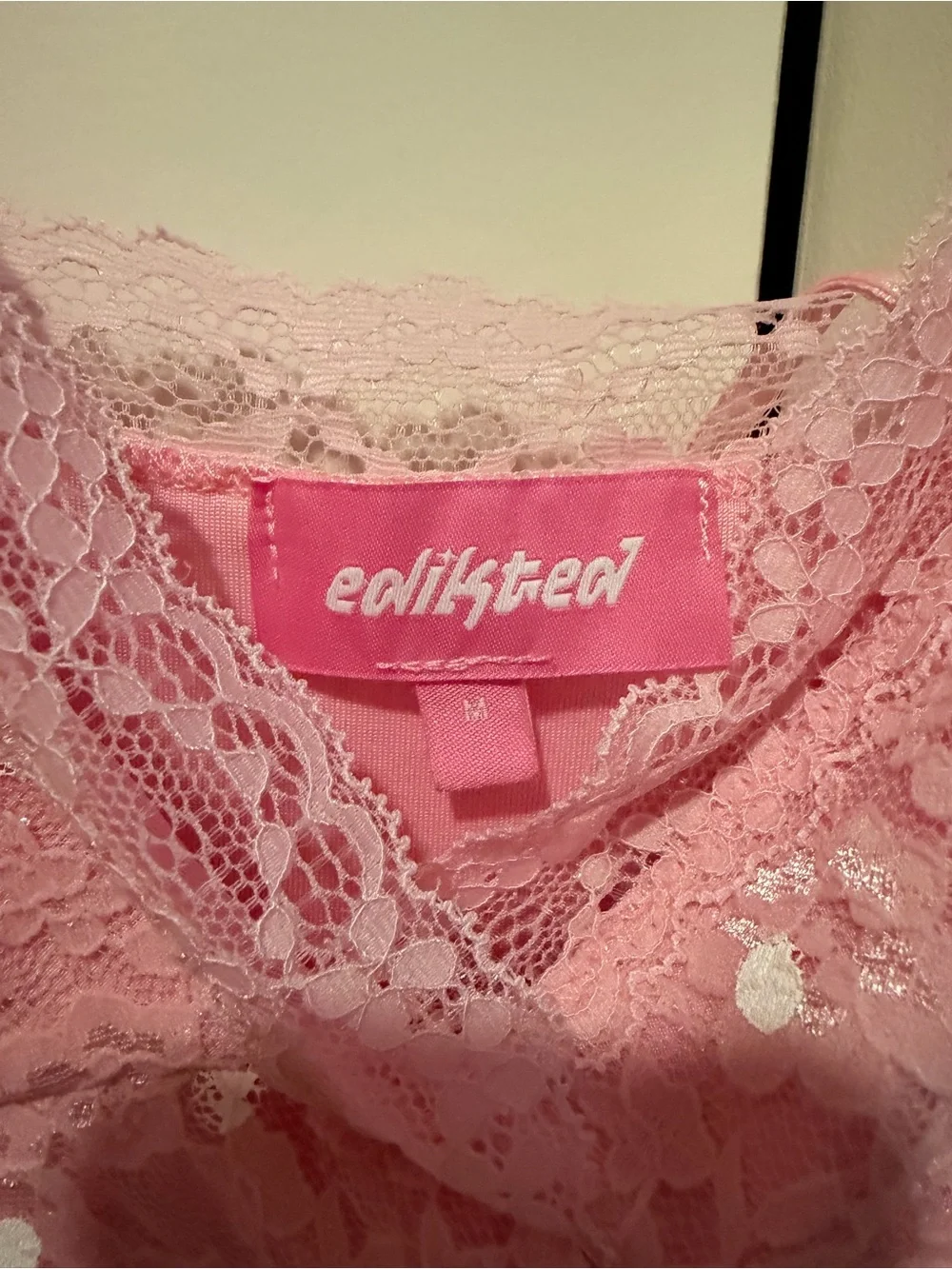Edikted Soft Pink Lace Slip Top - Picture 3 of 5